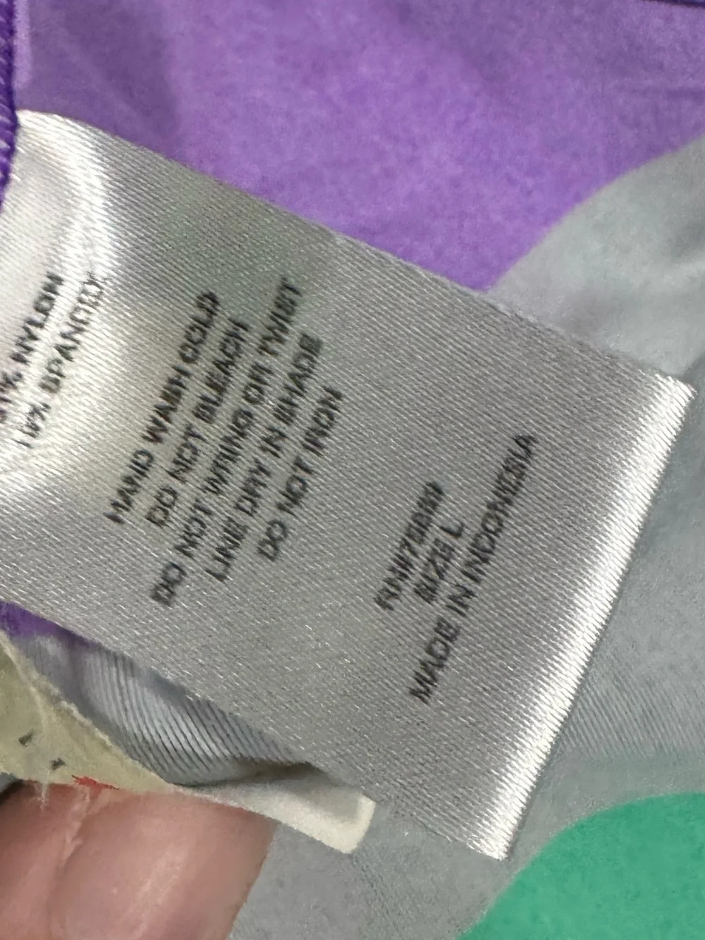 Hula Honey Strapless Ruched Swim Top in Teal, Purple & Black Size Large